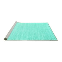 Ahgly Company Machine Wareable Indoor Rectangle Solid Turquoise Blue Modern Area Cugs, 2 '4'
