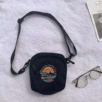 Phonesoap Fashion Women Canvas Печат на риба ежедневни дами рамо чанта мини кръстосано чанта черно