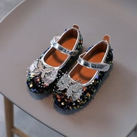 Sngxgn момичета mary jane flat училищни униформени обувки блясък пайети принцеса ниска пета плоска обувки за малко дете обувки, черно, размер 30