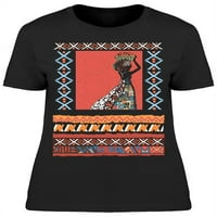 Черна жена етнически орнаменти тениска жени -раземи от Shutterstock, женска XX-голяма