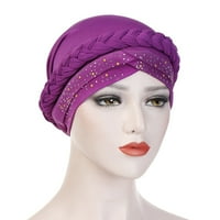 ruhuadgb мюсюлмански жени тюрбан шапка лъскав кристан дълга плитка химио капачка bandana headwrap
