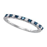 Diamond Princess 10kt бяло злато дамски кръг син цвят подобрен диамантен лента пръстен cttw