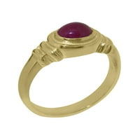 Британски направени 14к жълто злато рубинен пръстен Унисе годежен пръстен - Опции за размер-размер 11.75