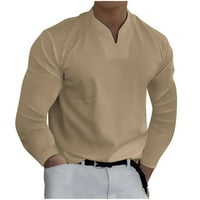 Мъжки ежедневни ризи Плътен цвят Дълъг ръкав в-врата Пуловери Модни бизнес върхове