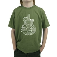 Тениска на думата за художествено момче - езици на китара